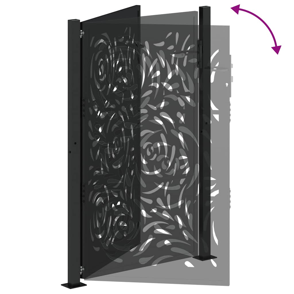 vidaXL Portail de jardin noir 105x155 cm acier conception de flamme