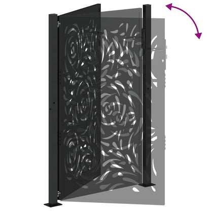 vidaXL Portail de jardin noir 105x155 cm acier conception de flamme