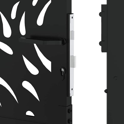 vidaXL Portail de jardin noir 105x155 cm acier conception de flamme