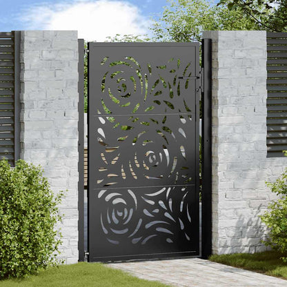 vidaXL Portail de jardin noir 105x155 cm acier conception de flamme