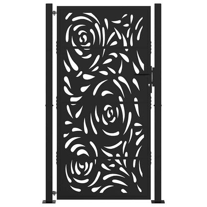 vidaXL Portail de jardin noir 105x180 cm acier conception de flamme