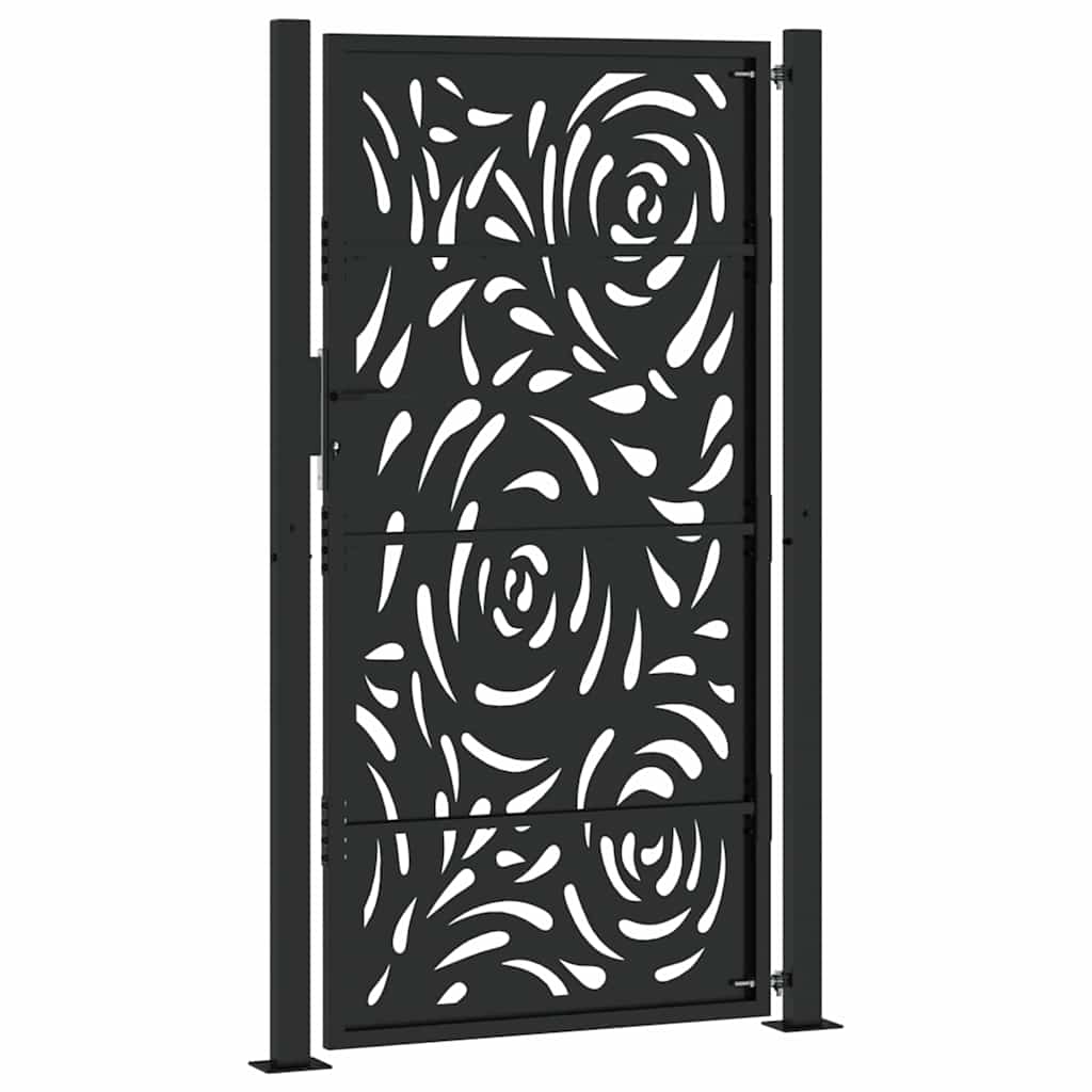 vidaXL Portail de jardin noir 105x180 cm acier conception de flamme