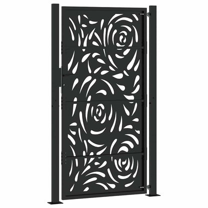 vidaXL Portail de jardin noir 105x180 cm acier conception de flamme