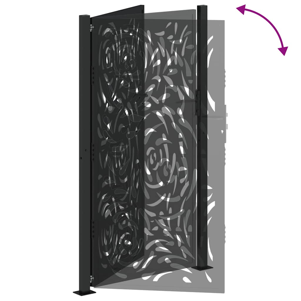 vidaXL Portail de jardin noir 105x180 cm acier conception de flamme