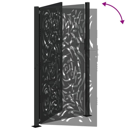 vidaXL Portail de jardin noir 105x180 cm acier conception de flamme