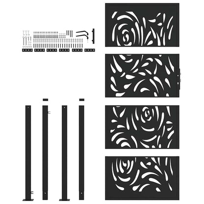 vidaXL Portail de jardin noir 105x205 cm acier conception de flamme