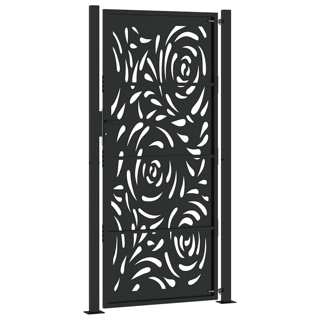 vidaXL Portail de jardin noir 105x205 cm acier conception de flamme