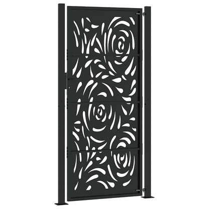 vidaXL Portail de jardin noir 105x205 cm acier conception de flamme