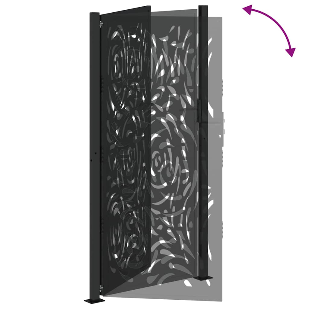 vidaXL Portail de jardin noir 105x205 cm acier conception de flamme