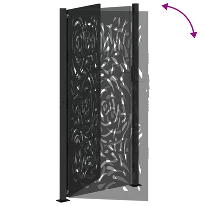 vidaXL Portail de jardin noir 105x205 cm acier conception de flamme