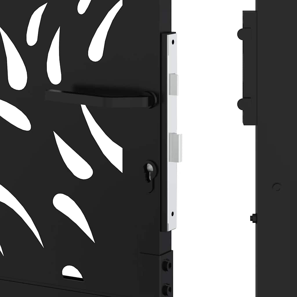 vidaXL Portail de jardin noir 105x205 cm acier conception de flamme