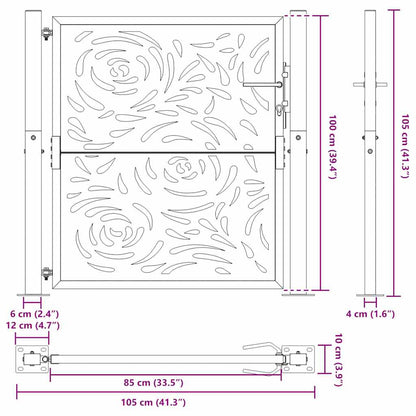 vidaXL Porte jardin acier résistant aux intempéries conception flamme