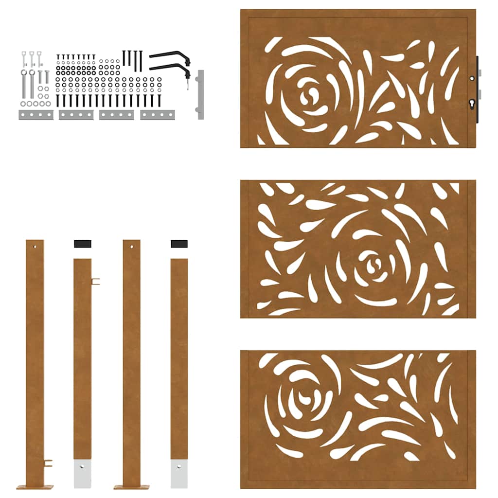 vidaXL Porte de jardin acier résistant aux intempéries design flamme