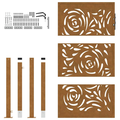 vidaXL Porte de jardin acier résistant aux intempéries design flamme