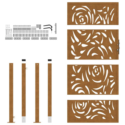 vidaXL Porte de jardin acier résistant aux intempéries design flamme