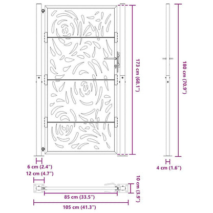 vidaXL Porte de jardin acier résistant aux intempéries design flamme