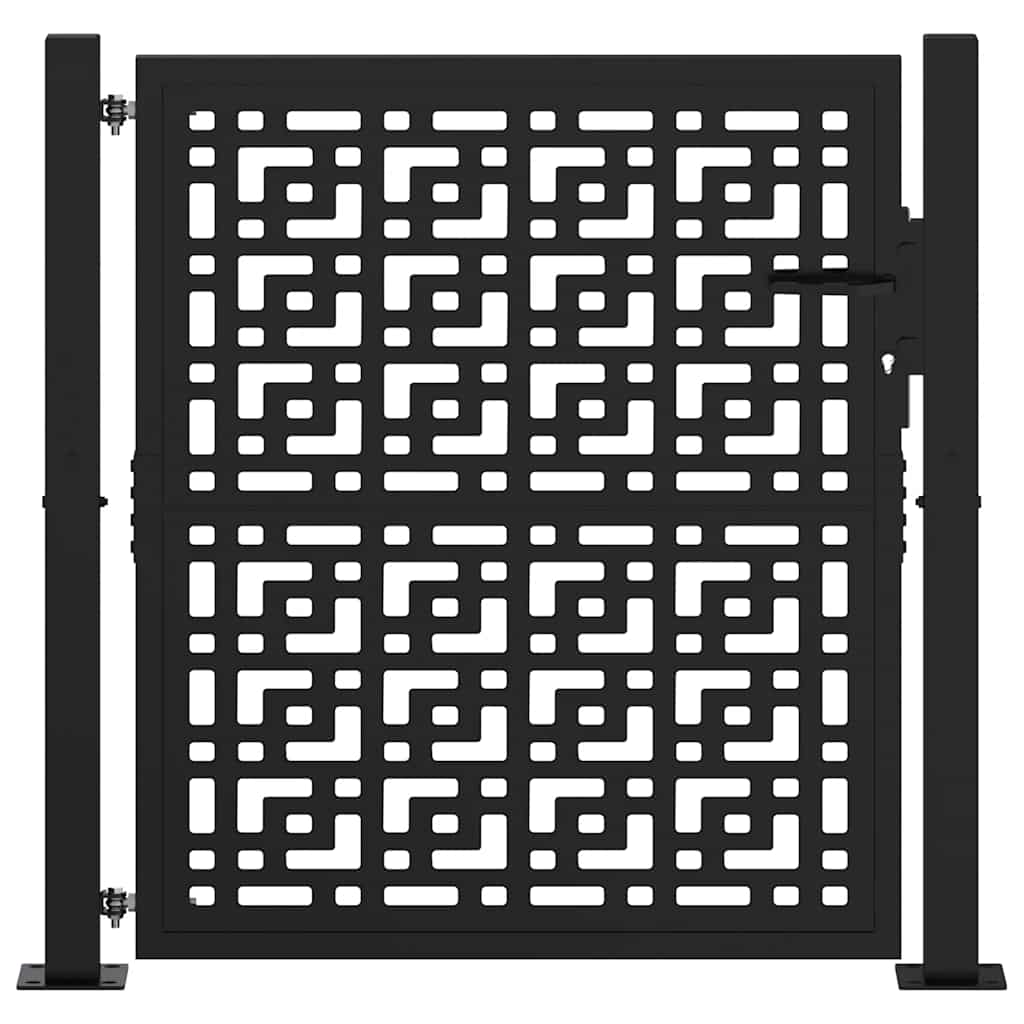 vidaXL Portail de jardin noir 105x105 cm acier conception croisée