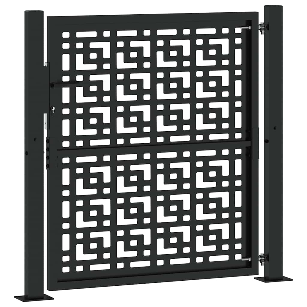 vidaXL Portail de jardin noir 105x105 cm acier conception croisée