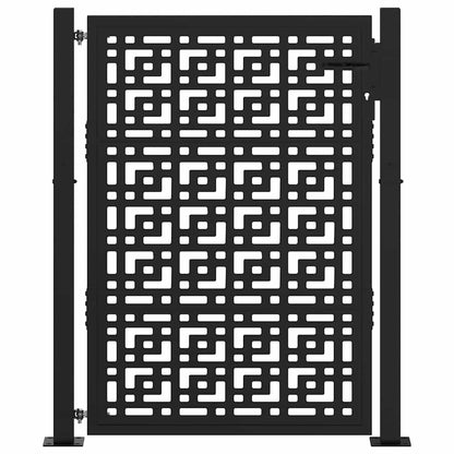 vidaXL Portail de jardin noir 105x130 cm acier conception croisée