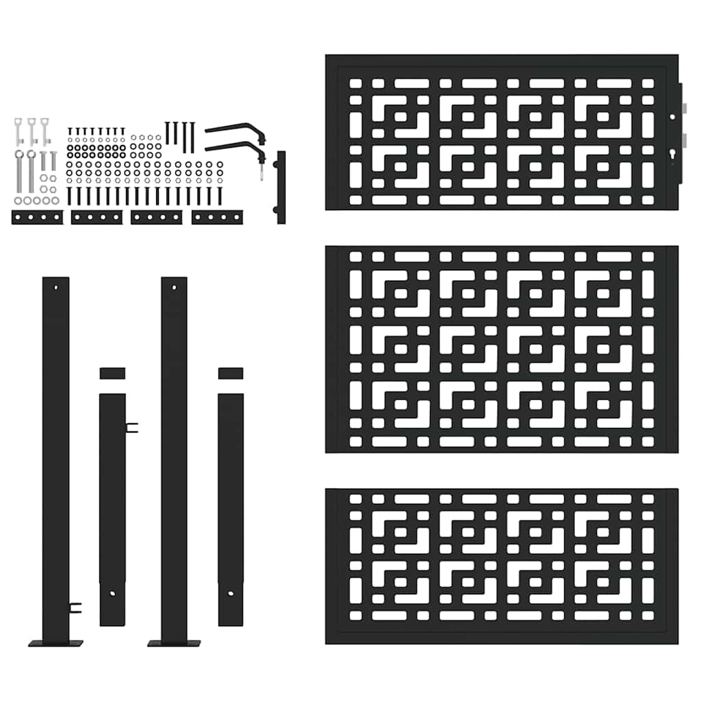 vidaXL Portail de jardin noir 105x130 cm acier conception croisée