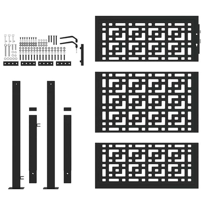 vidaXL Portail de jardin noir 105x130 cm acier conception croisée