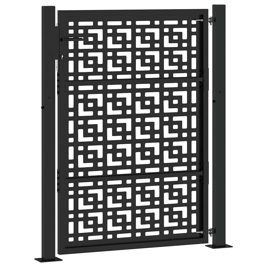 vidaXL Portail de jardin noir 105x130 cm acier conception croisée