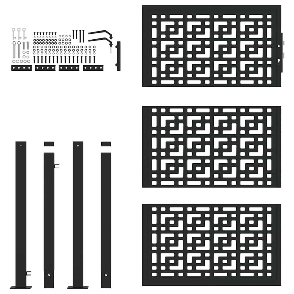vidaXL Portail de jardin noir 105x155 cm acier conception croisée