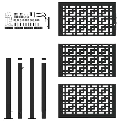vidaXL Portail de jardin noir 105x155 cm acier conception croisée