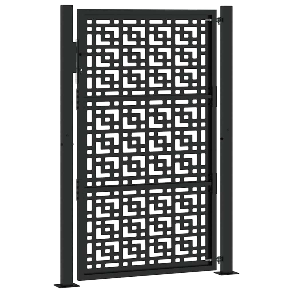 vidaXL Portail de jardin noir 105x155 cm acier conception croisée