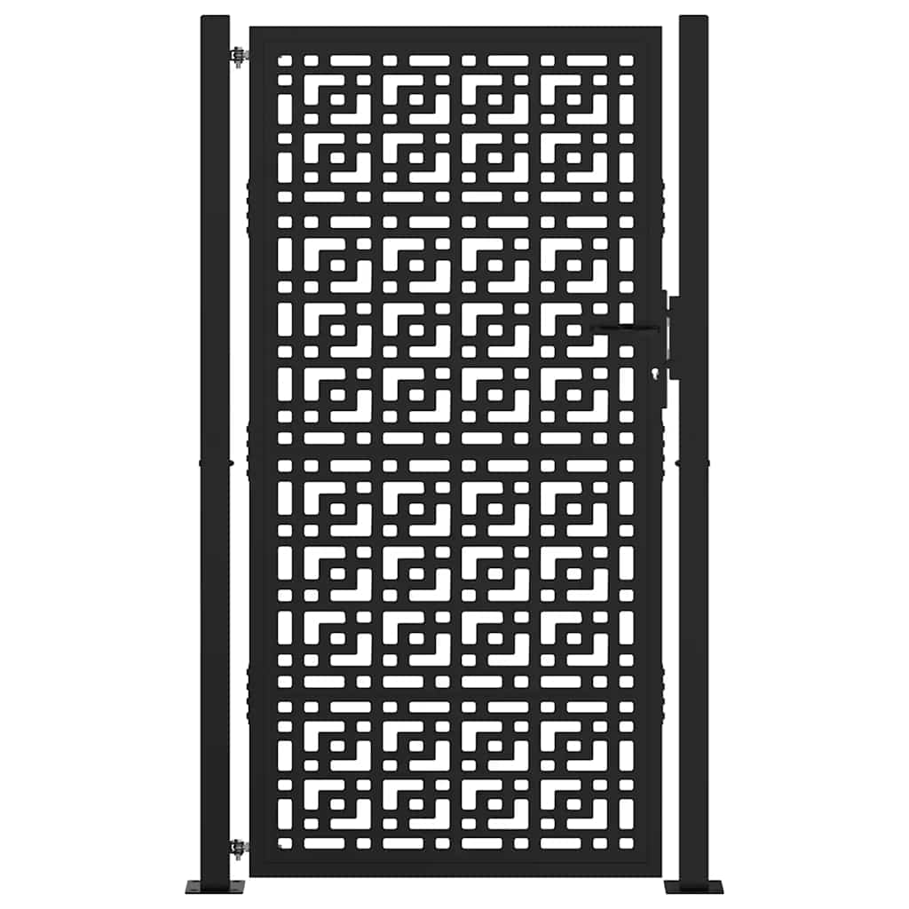 vidaXL Portail de jardin noir 105x180 cm acier conception croisée