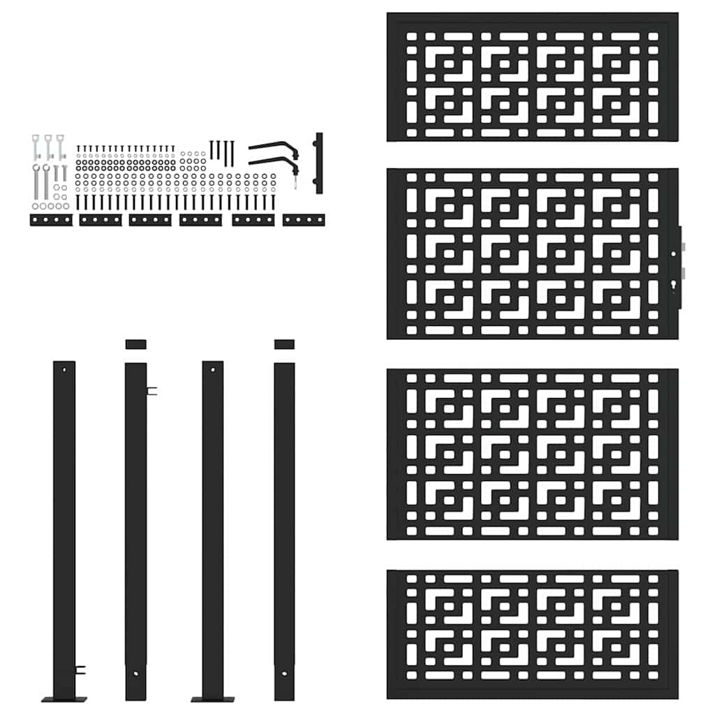 vidaXL Portail de jardin noir 105x180 cm acier conception croisée