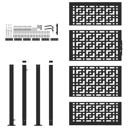 vidaXL Portail de jardin noir 105x180 cm acier conception croisée