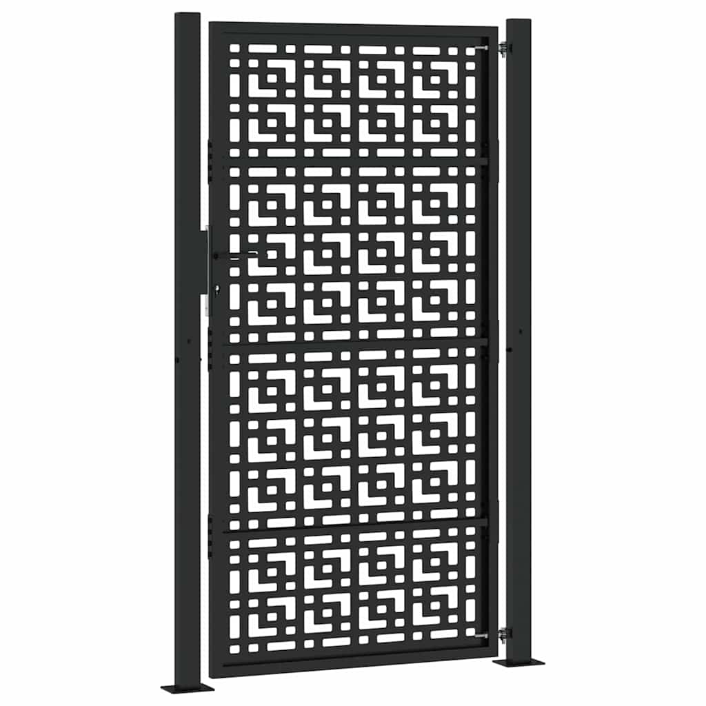 vidaXL Portail de jardin noir 105x180 cm acier conception croisée
