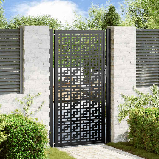 vidaXL Portail de jardin noir 105x180 cm acier conception croisée