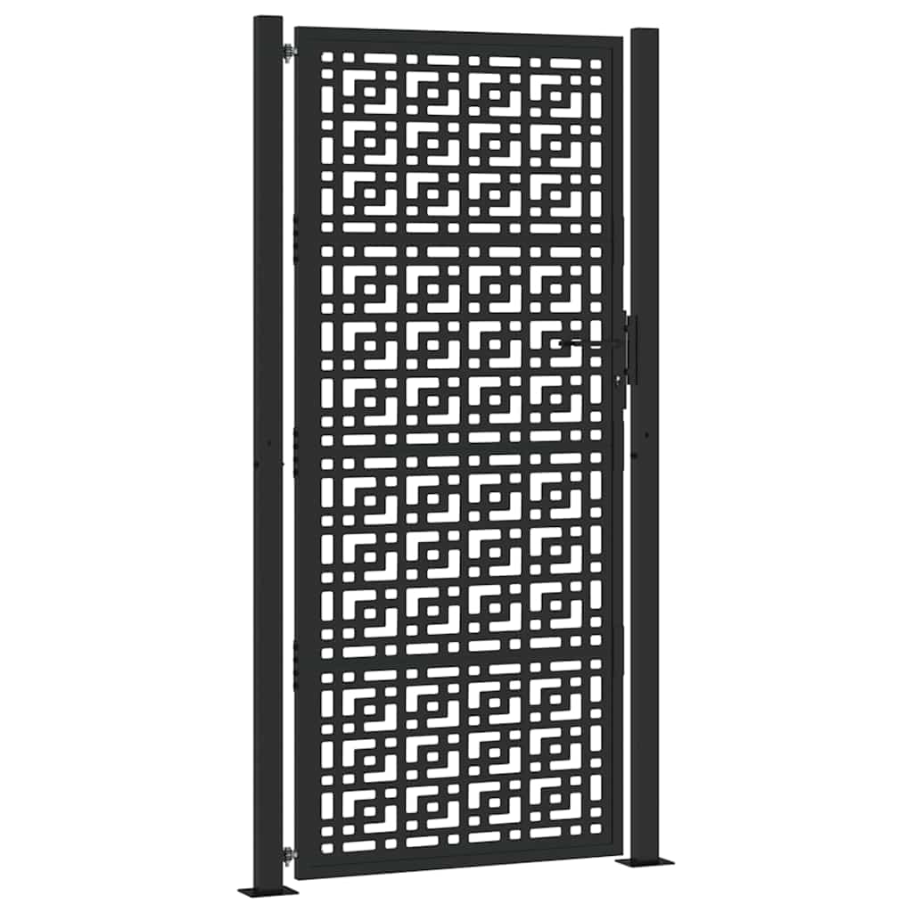 vidaXL Portail de jardin noir 105x205 cm acier conception croisée