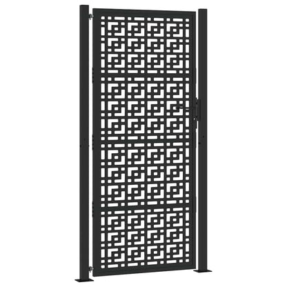vidaXL Portail de jardin noir 105x205 cm acier conception croisée