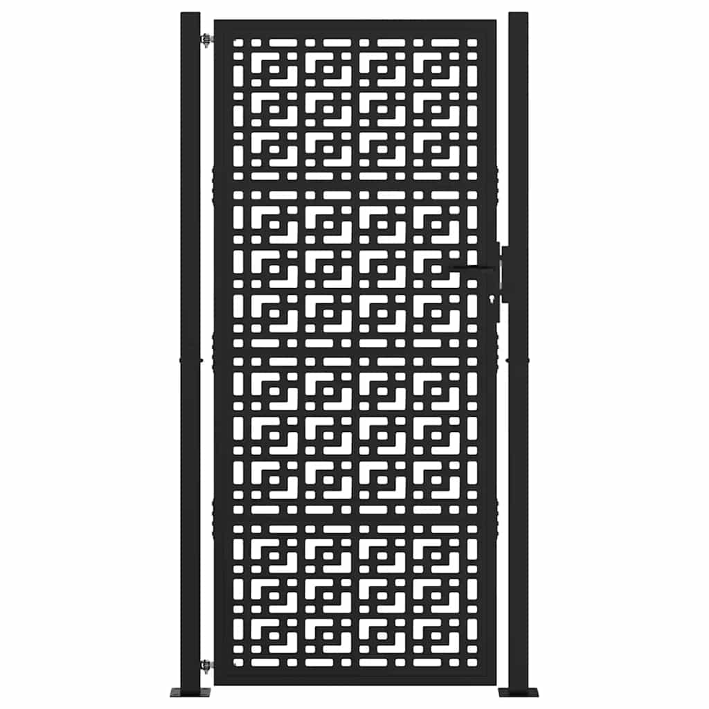 vidaXL Portail de jardin noir 105x205 cm acier conception croisée
