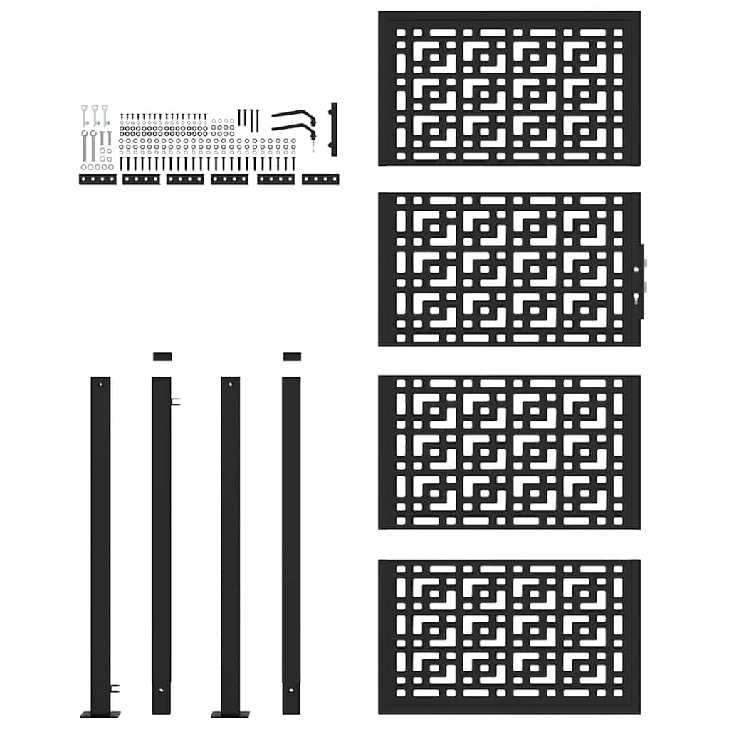 vidaXL Portail de jardin noir 105x205 cm acier conception croisée