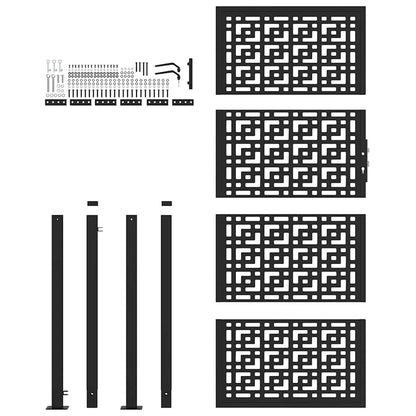vidaXL Portail de jardin noir 105x205 cm acier conception croisée
