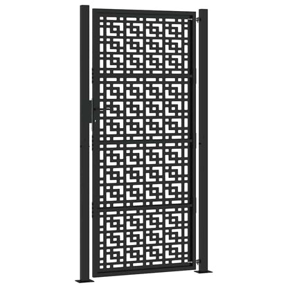 vidaXL Portail de jardin noir 105x205 cm acier conception croisée