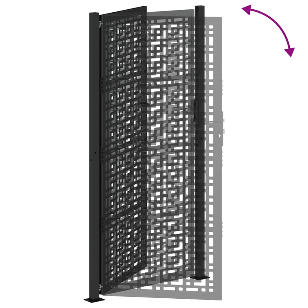 vidaXL Portail de jardin noir 105x205 cm acier conception croisée