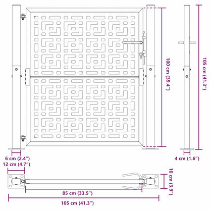 vidaXL Porte de jardin acier résistant aux intempéries design croisé