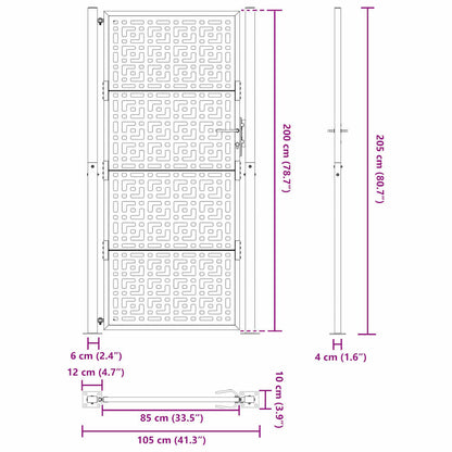 vidaXL Porte de jardin acier résistant aux intempéries design croisé