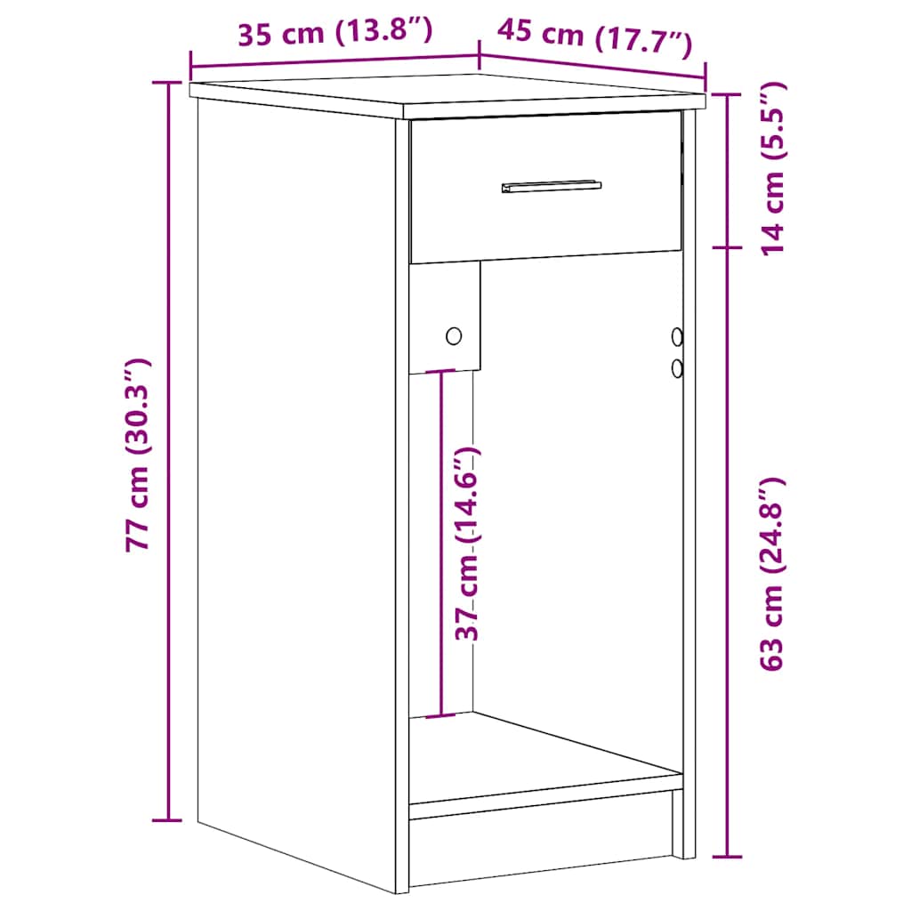 vidaXL Support de tour d'ordinateur avec tiroir noir 35x45x77 cm
