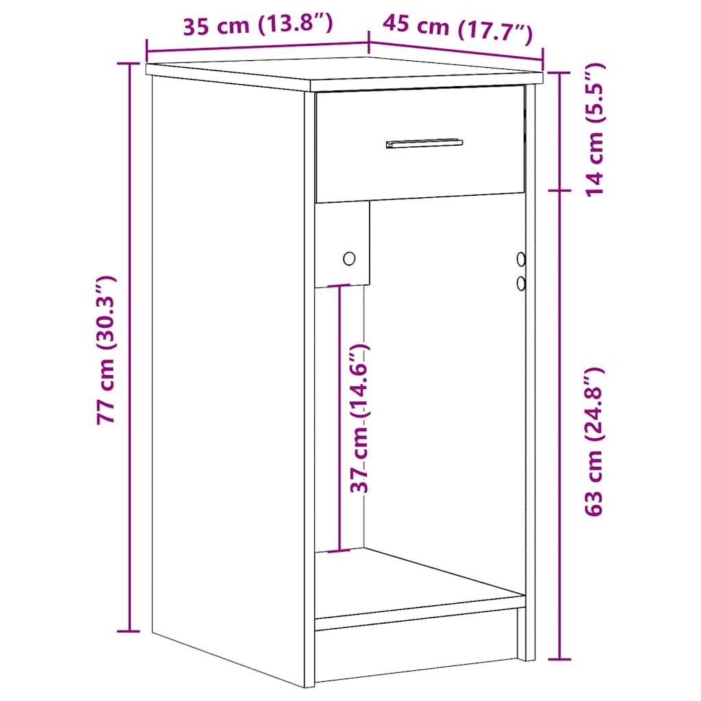 vidaXL Support de tour d'ordinateur et tiroir chêne sonoma 35x45x77 cm