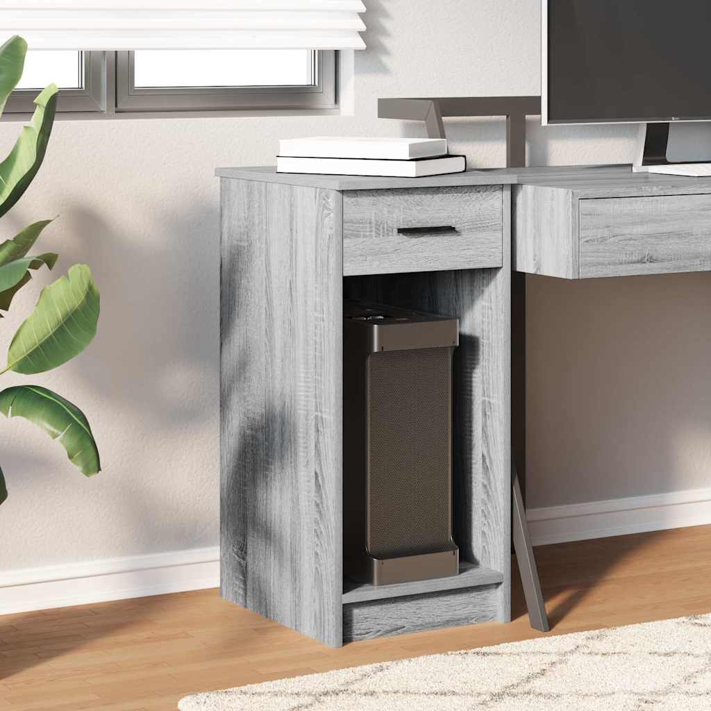 vidaXL Support de tour d'ordinateur et tiroir sonoma gris 35x45x77 cm