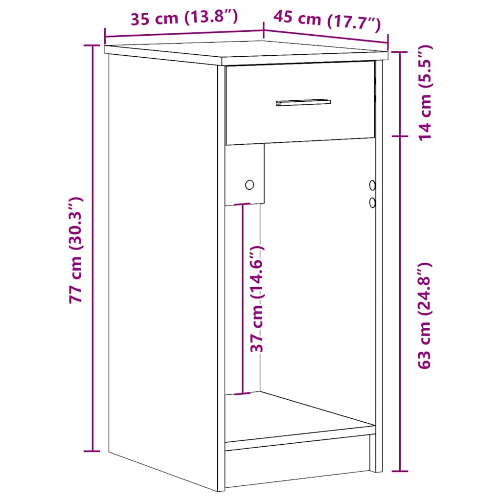 vidaXL Support de tour d'ordinateur et tiroir sonoma gris 35x45x77 cm