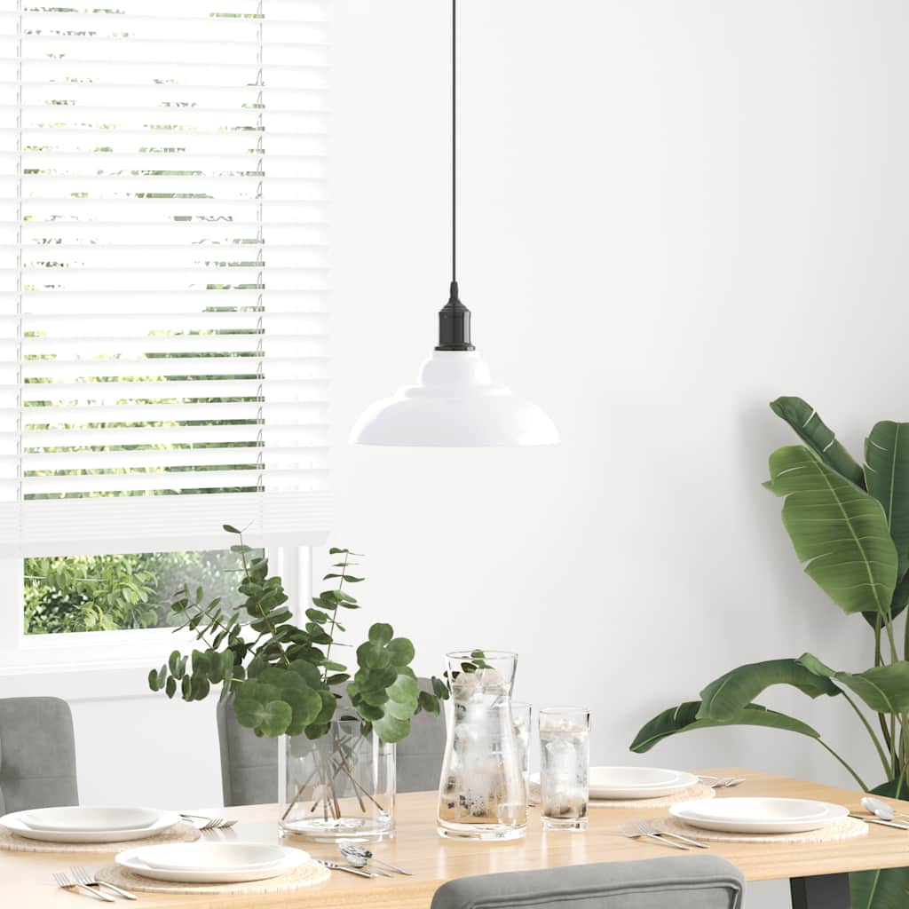vidaXL Lampe suspendue réglable hauteur E27 blanc brillant Ø31cm métal