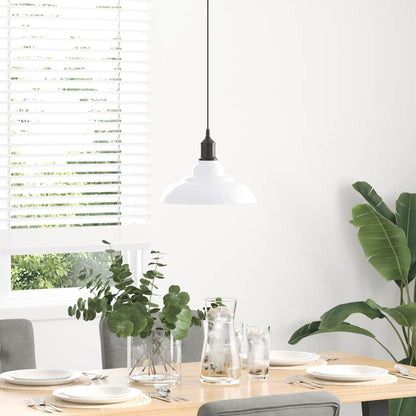 vidaXL Lampe suspendue réglable hauteur E27 blanc brillant Ø31cm métal