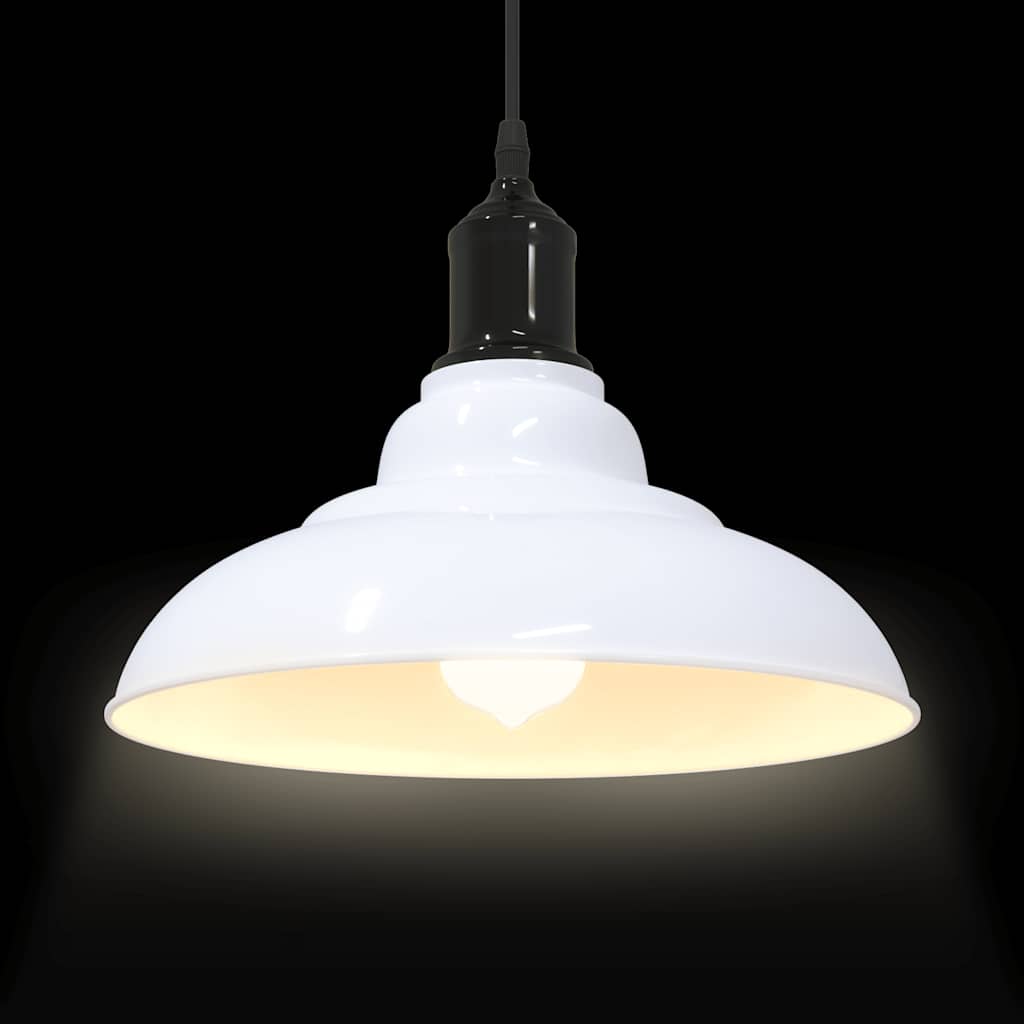 vidaXL Lampe suspendue réglable hauteur E27 blanc brillant Ø31cm métal